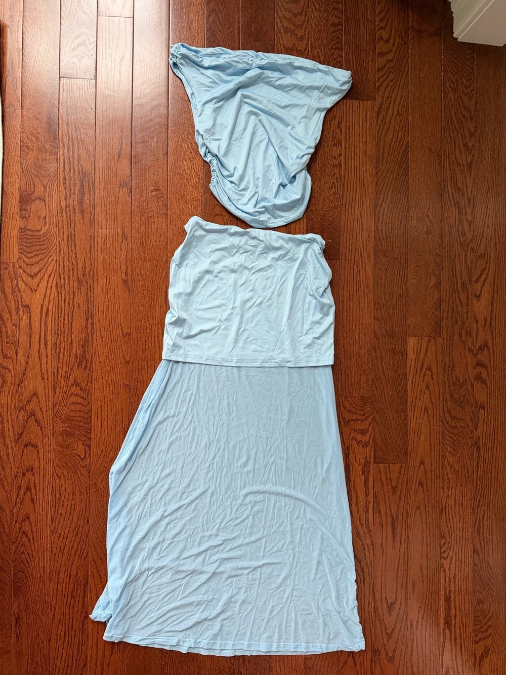 Light Blue Women's Strapless Maxi Dress